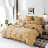 3 Pcs Cross Pleated Duvet Set - Natural